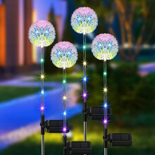(4 pack) Solar Lights Outdoor Decorative Dandelion Garden with Colorful String Lights