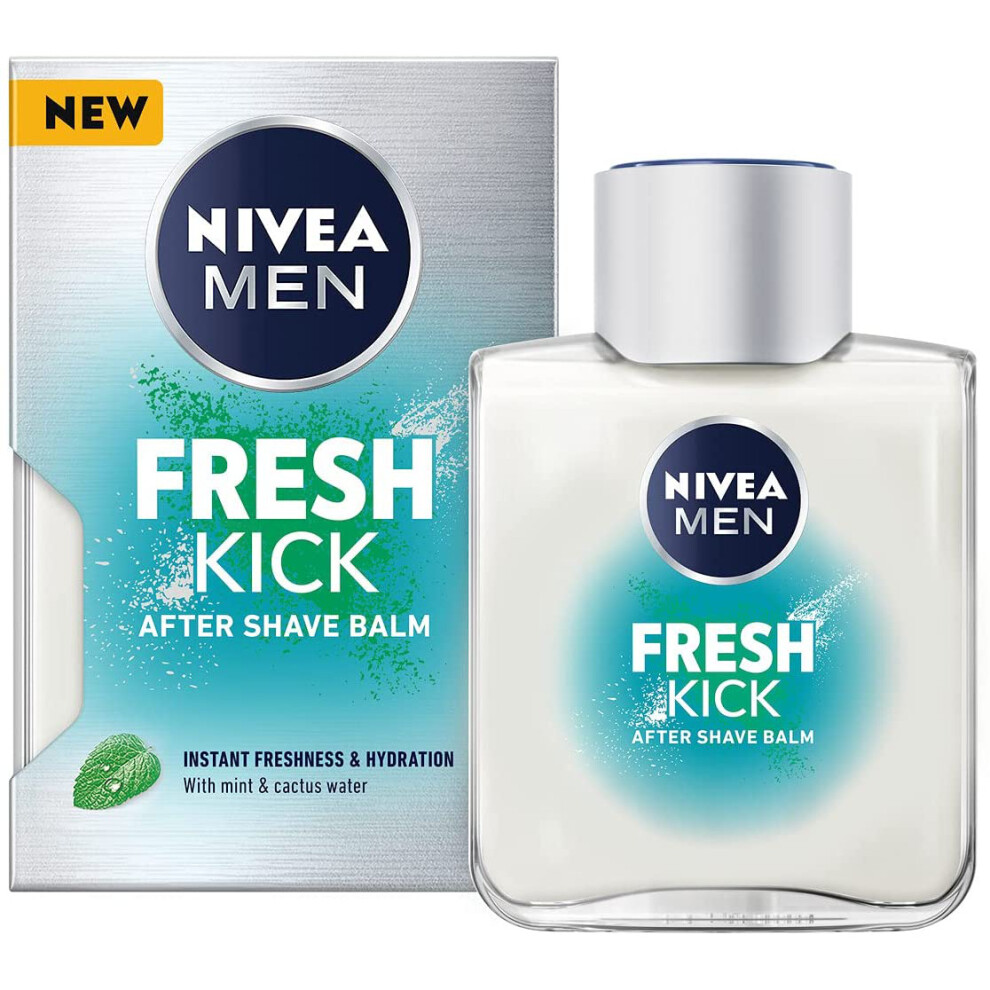 (After Shave Balm) NIVEA MEN FRESH KICK After Shave Balm (100ml), Refreshing After Shave Lotion, Men's Skin Care, After Shave Balm with Mint and Cactus Water