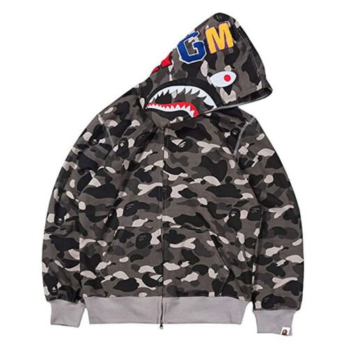 (Black, 3XL) Bape Men Women Camouflage Zip Up Jacket Shark on OnBuy