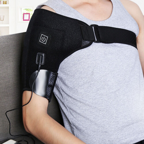 Adjustable Heated Shoulder Wrap Pad Brace Support Therapy Pain Relief Belt UK 1