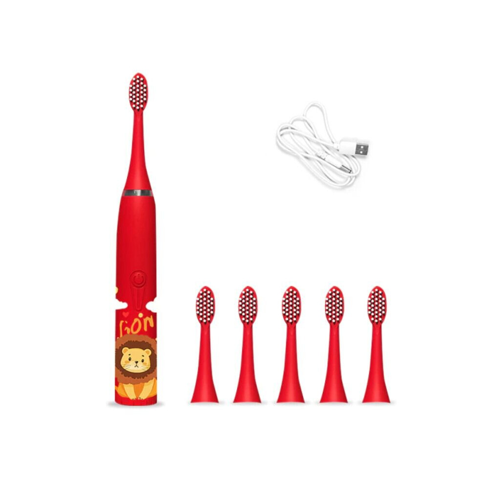 (Red USB) Electric Toothbrush Kids Automatic Battery Operated
