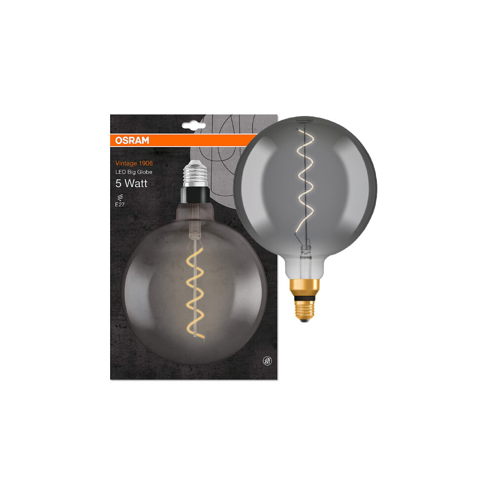 (Smoke) Osram 1906 LED 28W Vintage Spiral Filament | Globe