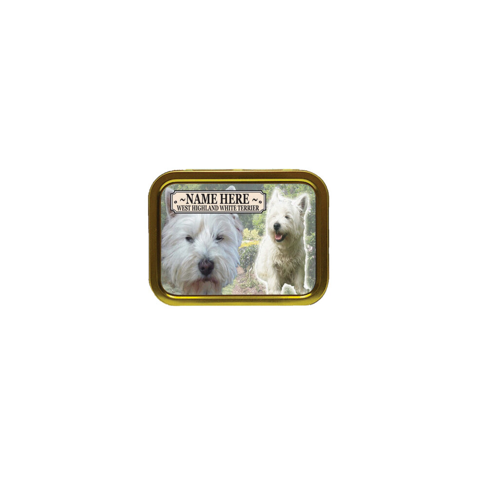 Personalised Gift Products White Personalised West Highland Terrier Dog Breed Tobacco Tin Gift & Smoking Products