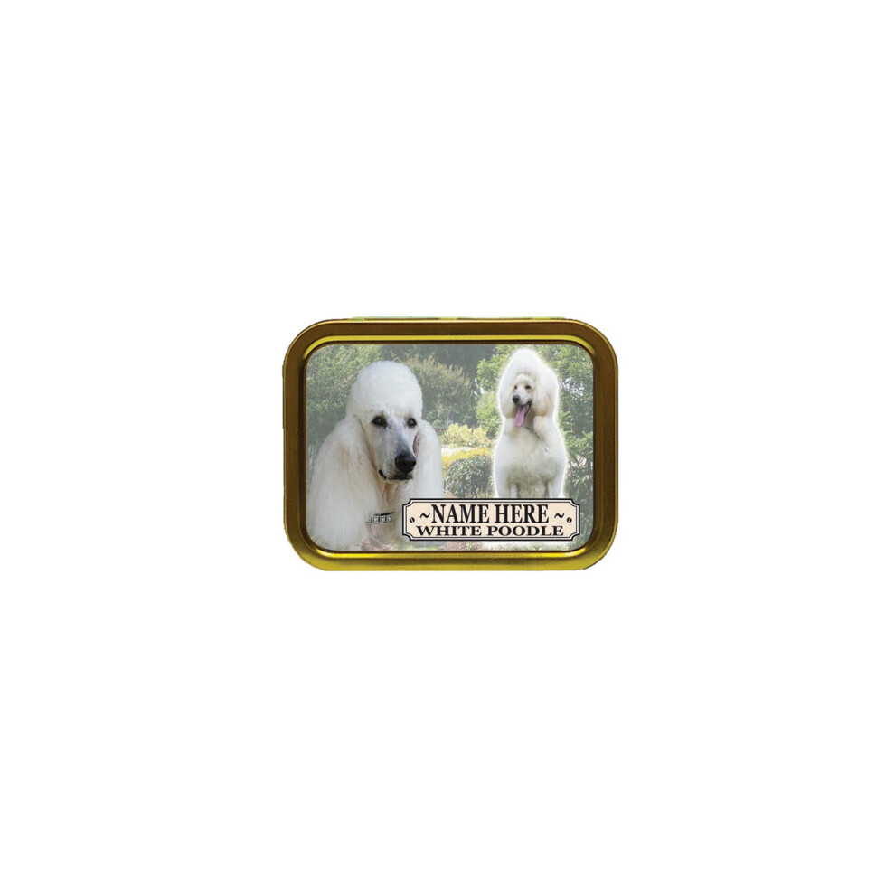 Personalised Gift Products White Personalised Poodle Dog Breed Tobacco Tin Gift & Smoking Products