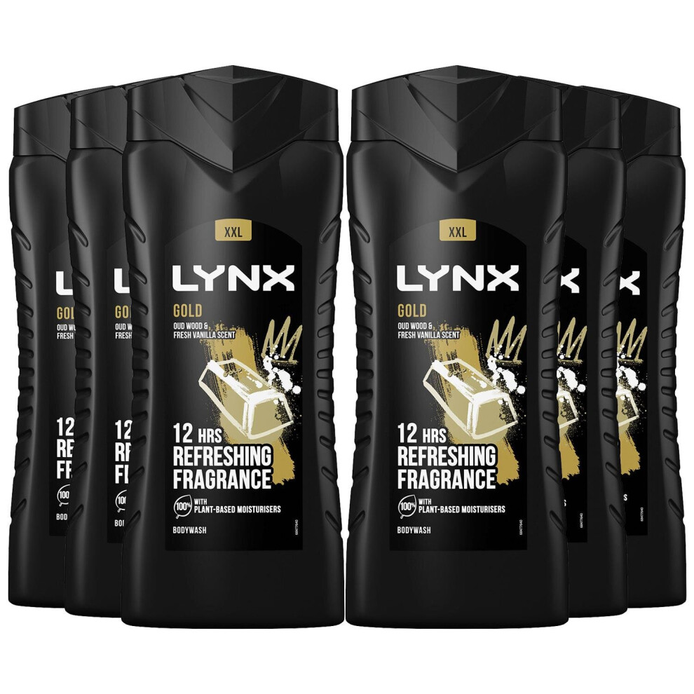 6pk of Lynx12H Refreshing GoldOud Wood & Fresh Vanilla Scent ShowerGel