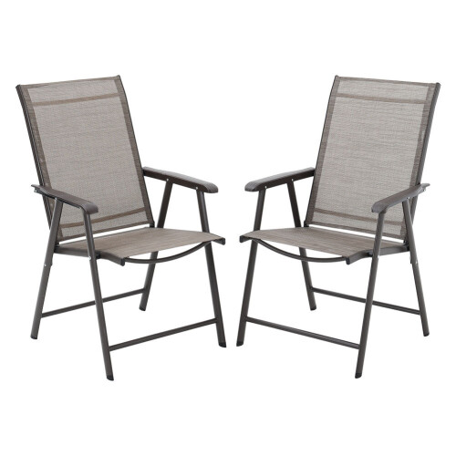 Living And Home Set of 2 Metallic-Frame Fabric Foldable Chairs 1