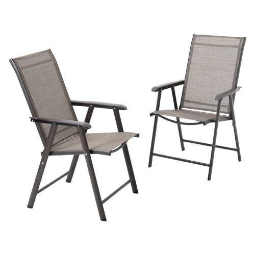Living And Home Set of 2 Metallic-Frame Fabric Foldable Chairs 2