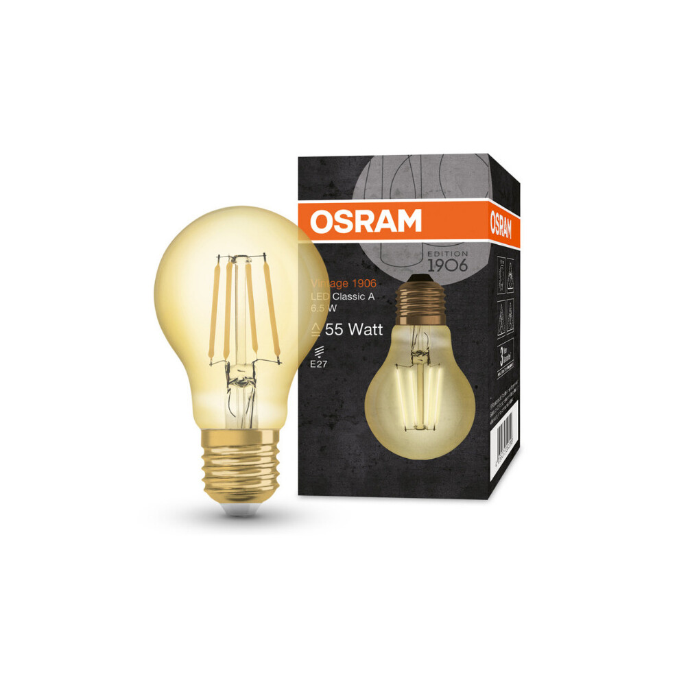 Osram 1906 LED 51W Vintage Filament Glass GLS ES Bulb | E27 - Gold-image-OPC-P7WK5DJ-NEW