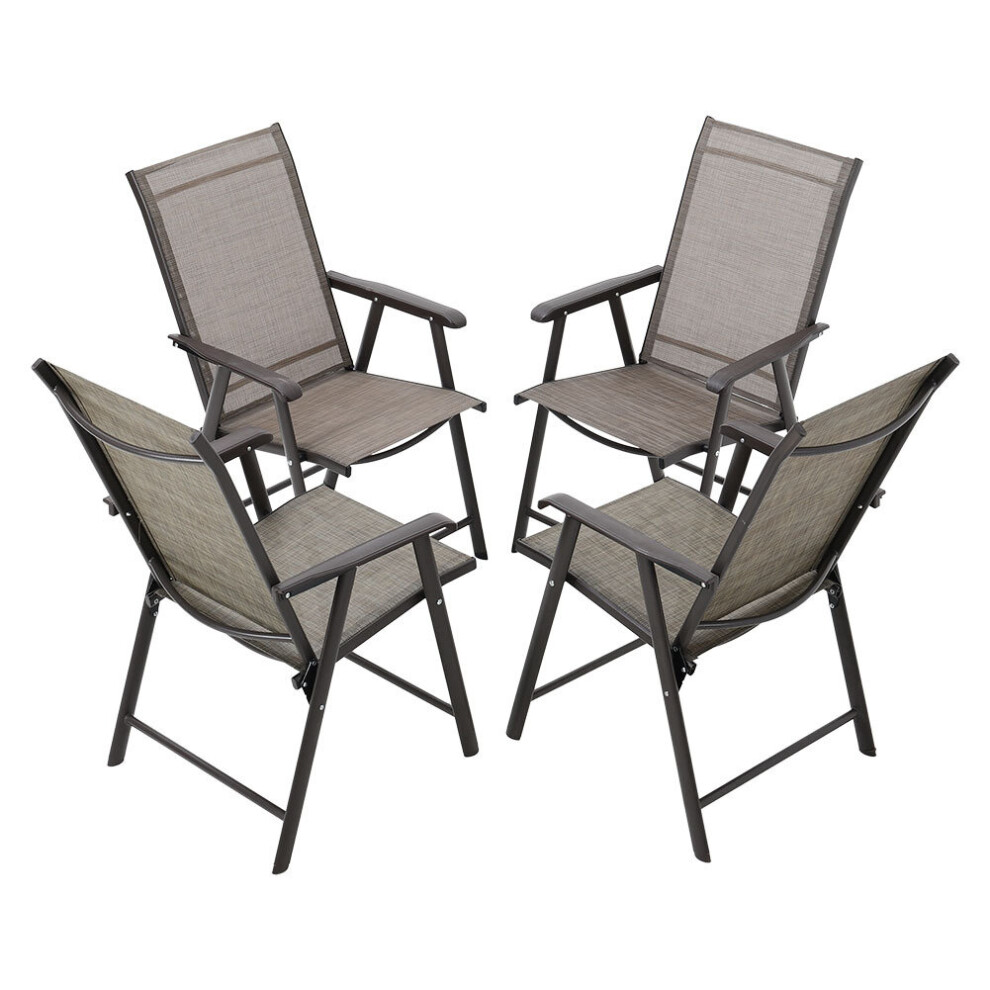 4pcs Garden Dining Chair Folding Chairs Set Outdoor Patio Furniture