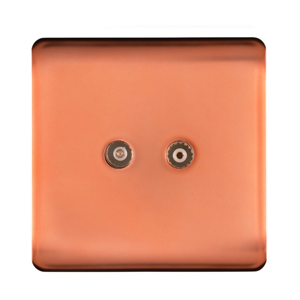 Trendi Artistic Modern Glossy Tactile 2 Gang TV Socket Copper