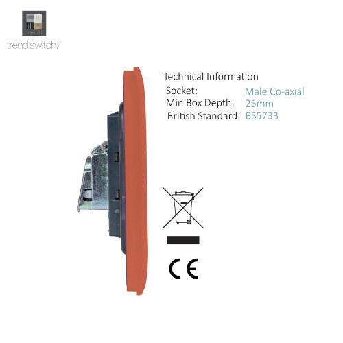 Trendi Switch Trendi Artistic Modern Glossy Tactile TV Socket Copper 2