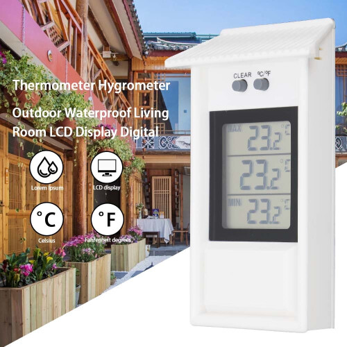 (White) Digital Display Max Min Greenhouse Thermometer