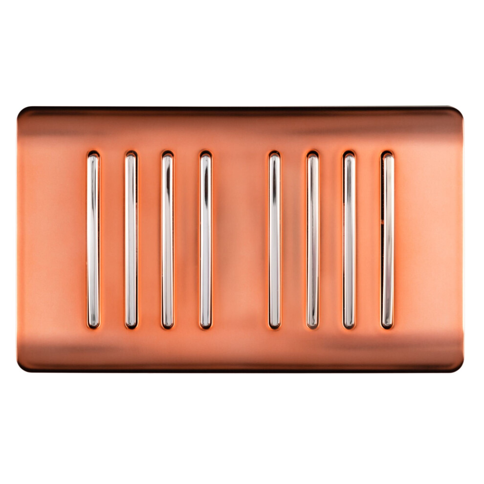 Trendi Artistic Modern Glossy 8 Gang 2 Way Rocker Double Plate Tactile Light Switch in Copper