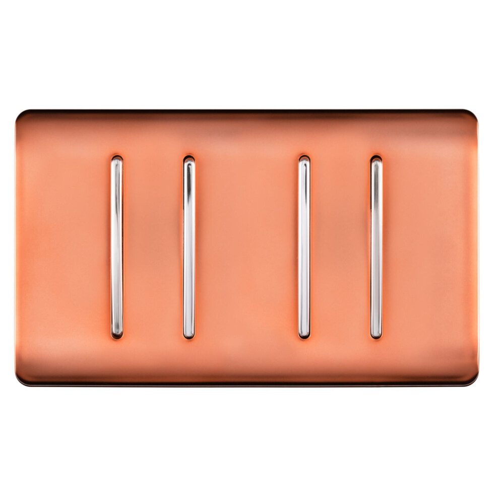 Trendi Switch Trendi 4 Gang (2 Way & 1X Intermediate) Glossy 10 Amp Rocker Switch Copper Light