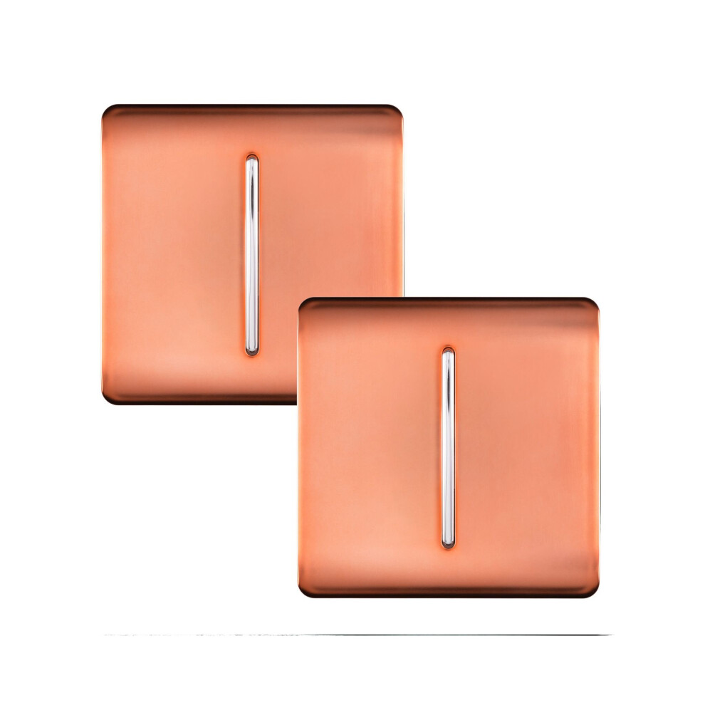 Trendi 1 Gang 2 Way Artistic Modern Glossy 10 Amp Rocker Tactile Light Switch Copper (2 Pack)