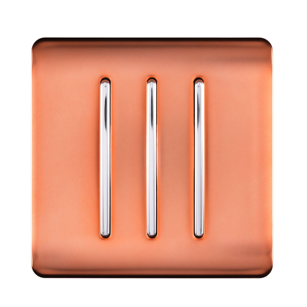 Trendi 3 Gang 2 Way Artistic Modern Glossy 10 Amp Rocker Tactile Light Switch Copper