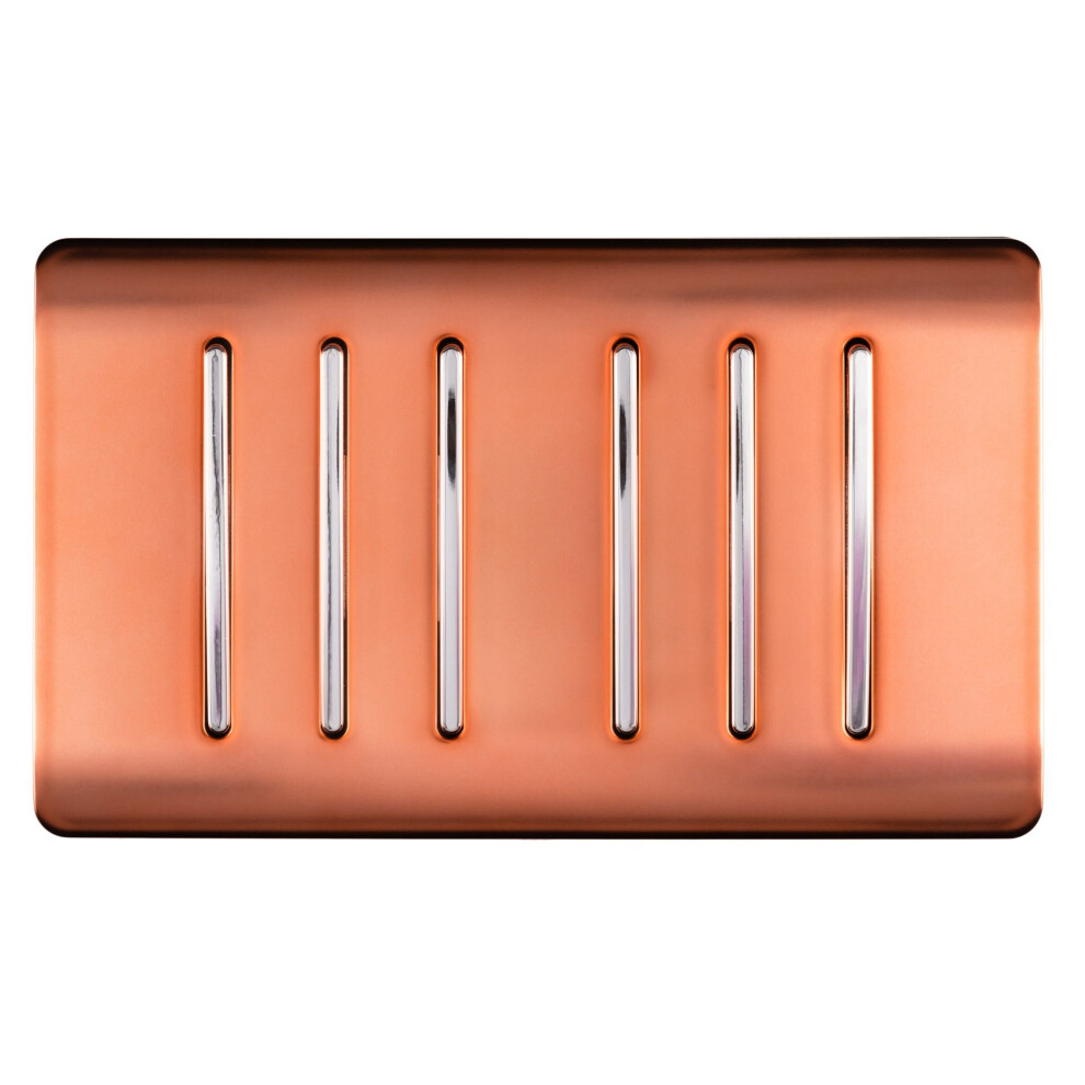 Trendi Artistic Modern Glossy 6 Gang 2 Way Rocker Double Plate Tactile Light Switch in Copper