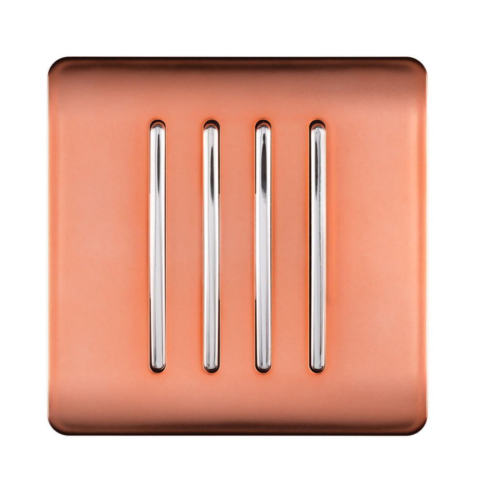 Trendi 4 Gang 2 Way Artistic Modern Glossy 10 Amp Rocker Tactile Light Switch Copper