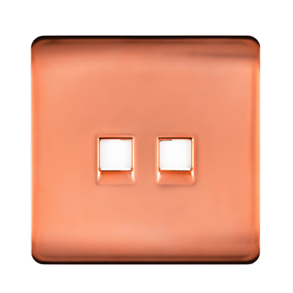 Trendi Switch Trendi Artistic Modern Glossy Tactile 2 Gang Telephone Socket Copper