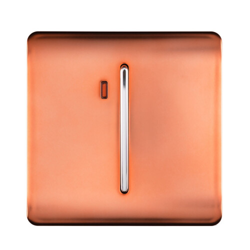 Trendi Switch Trendi Artistic Modern Glossy 20 A Tactile Light Switch & Neon Insert Copper