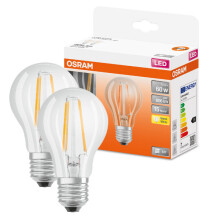 Osram LED 60W Filament Glass GLS ES Bulb | Clear [2-Pack] - Warm White