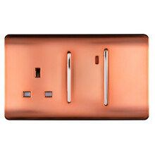 Trendi Artistic Modern Glossy 45 A Cooker Switch & Plug Socket Inc Neon Insert  Copper