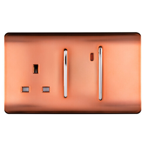 Trendi Switch Trendi Artistic Modern Glossy 45 A Cooker Switch & Plug Socket Inc Neon Insert  Copper
