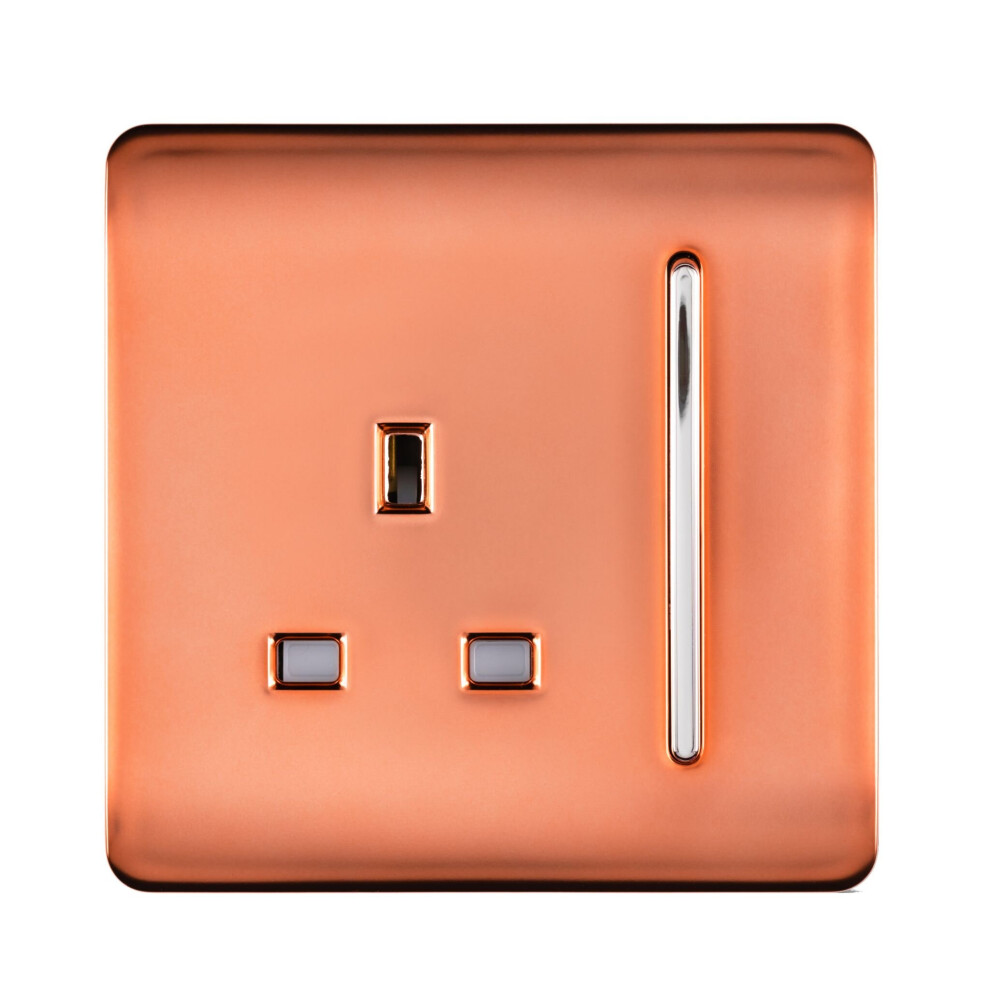 Trendi Switch Trendi 1 Gang Artistic Modern Glossy 13 Amp Switched Tactile Plug Socket Copper
