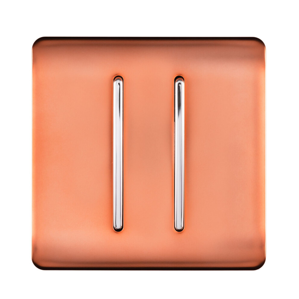 Trendi Switch Trendi 2 Gang (2 Way & Intermediate) Glossy 10 Amp Rocker Switch Copper Light