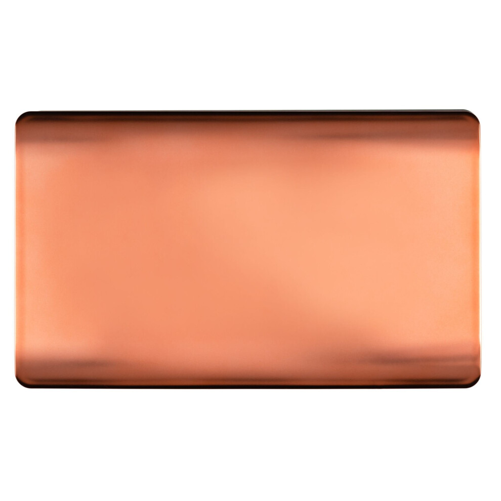 Trendi Switch Trendi 2 Gang Artistic Modern Glossy Tactile Double Blanking Plate Copper