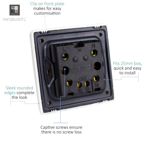 Trendi Switch Trendi Artistic Modern Glossy 20 A Tactile Light Switch & Neon Insert Copper 2