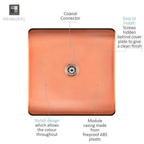 Trendi Switch Trendi Artistic Modern Glossy Tactile TV Socket Copper 1