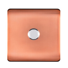 Trendi Artistic Modern Glossy Tactile 1 Gang 2 Way 120w LED Dimmer switch Copper