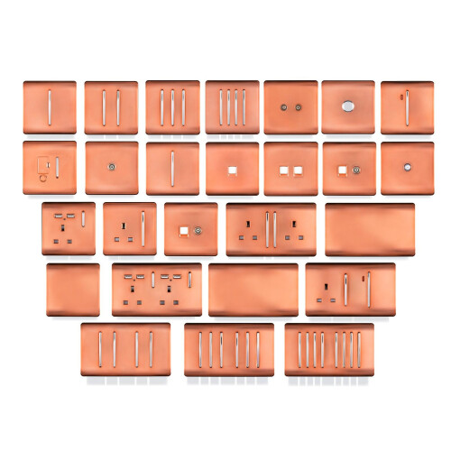 Trendi Switch Trendi 2 Gang (2 Way & Intermediate) Glossy 10 Amp Rocker Light Switch  Copper 2