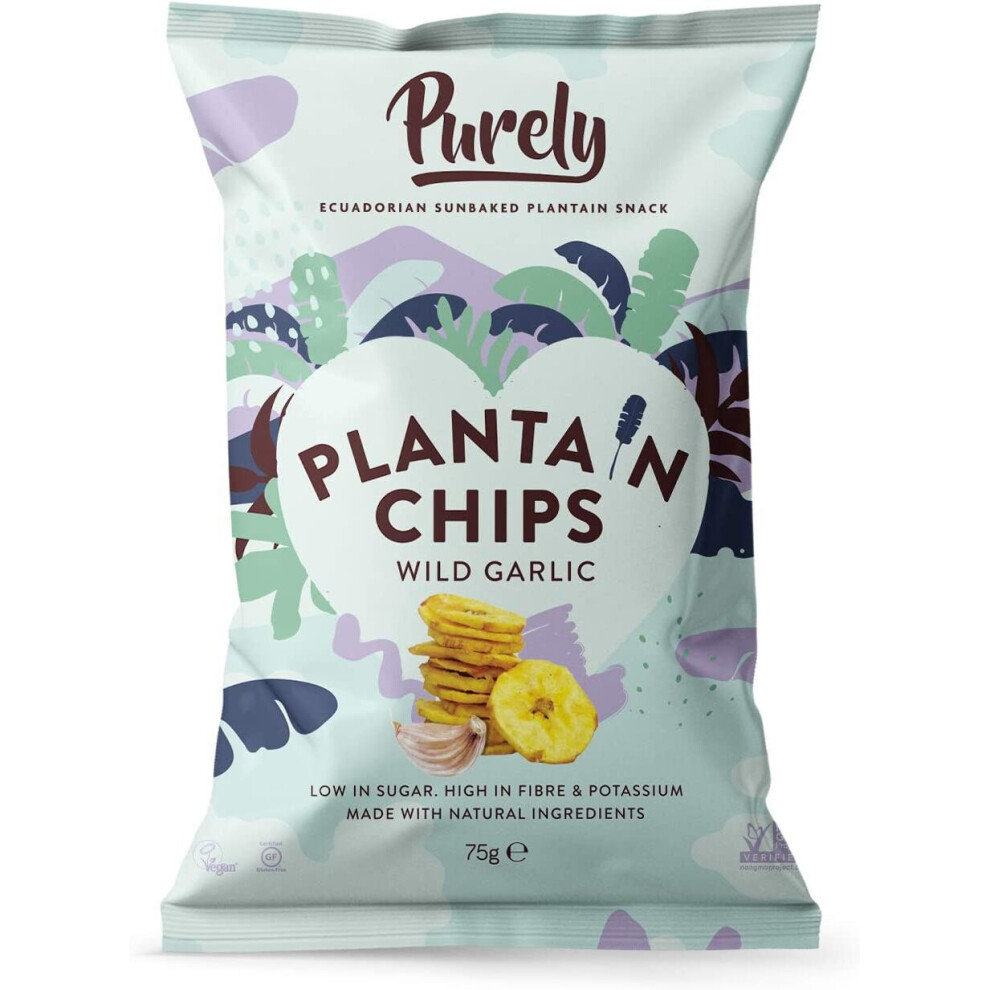 Purely Plantain Chips Wild Garlic 28g (Pack of 20)