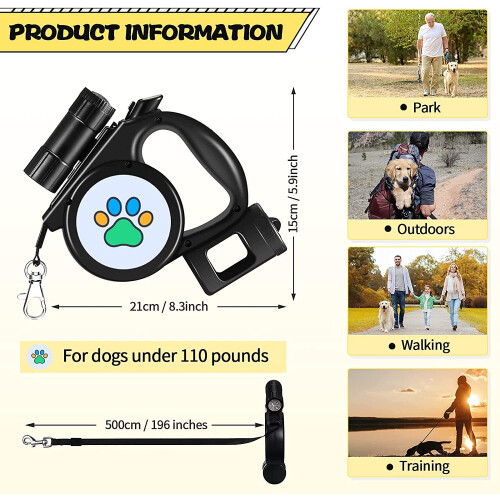 5M/50KG Large Dog Lead Leash Strongs Retractable Extendables Lockable 2
