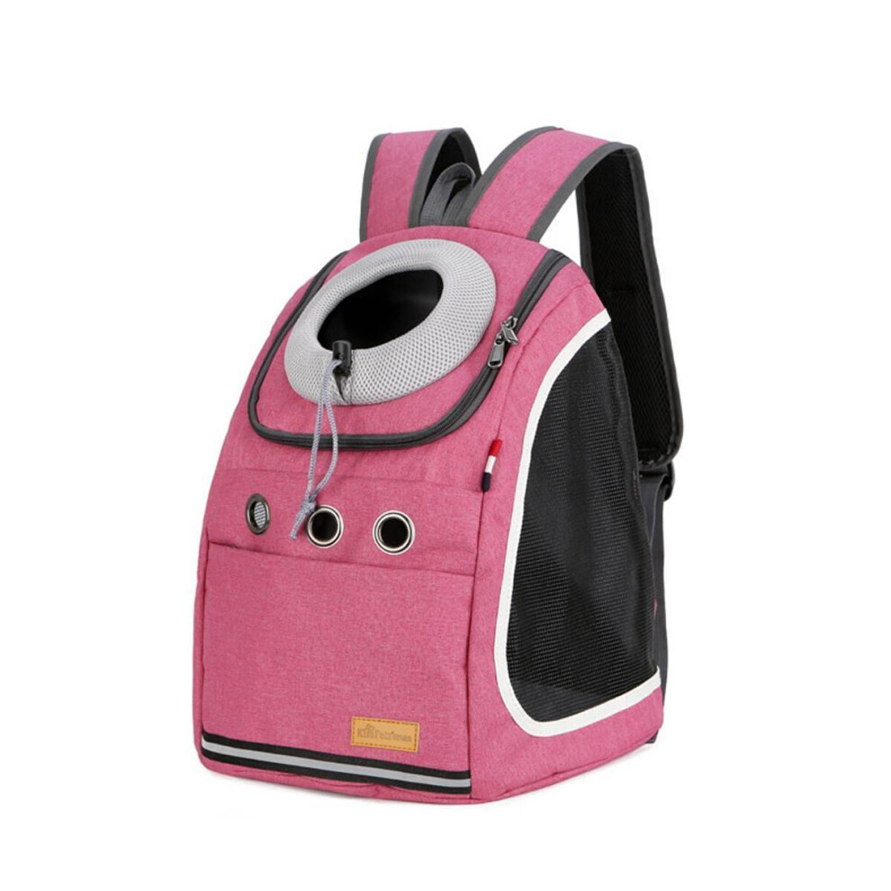 (Red) Double Shoulder Strong Pet Carrier Backpack Dog Cat Outdoor Travel Portable Mesh Head Bag
