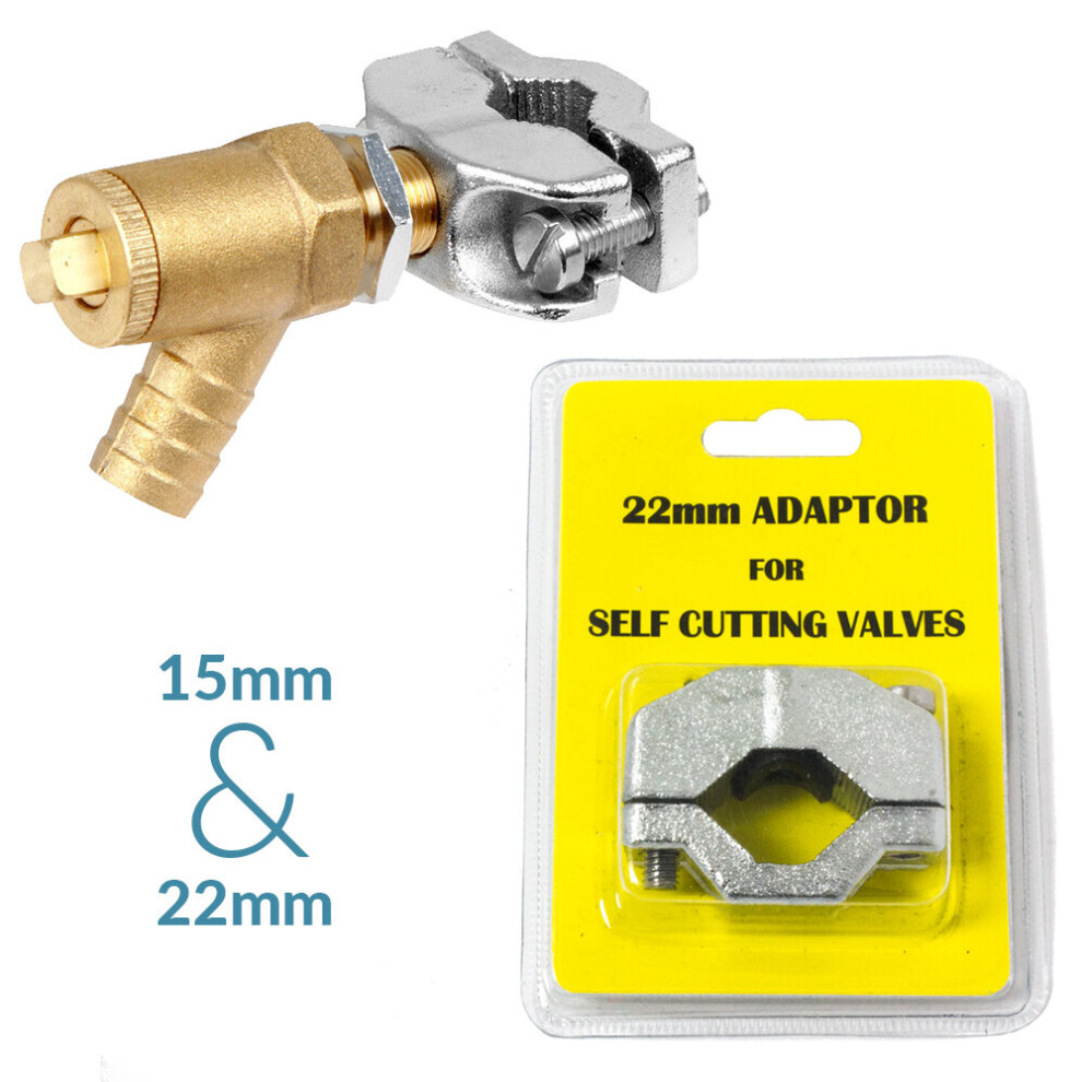 Self Cutting Drain Off Valve 15Mm With 22Mm Adaptor Mt Cock Tap 5060651450383