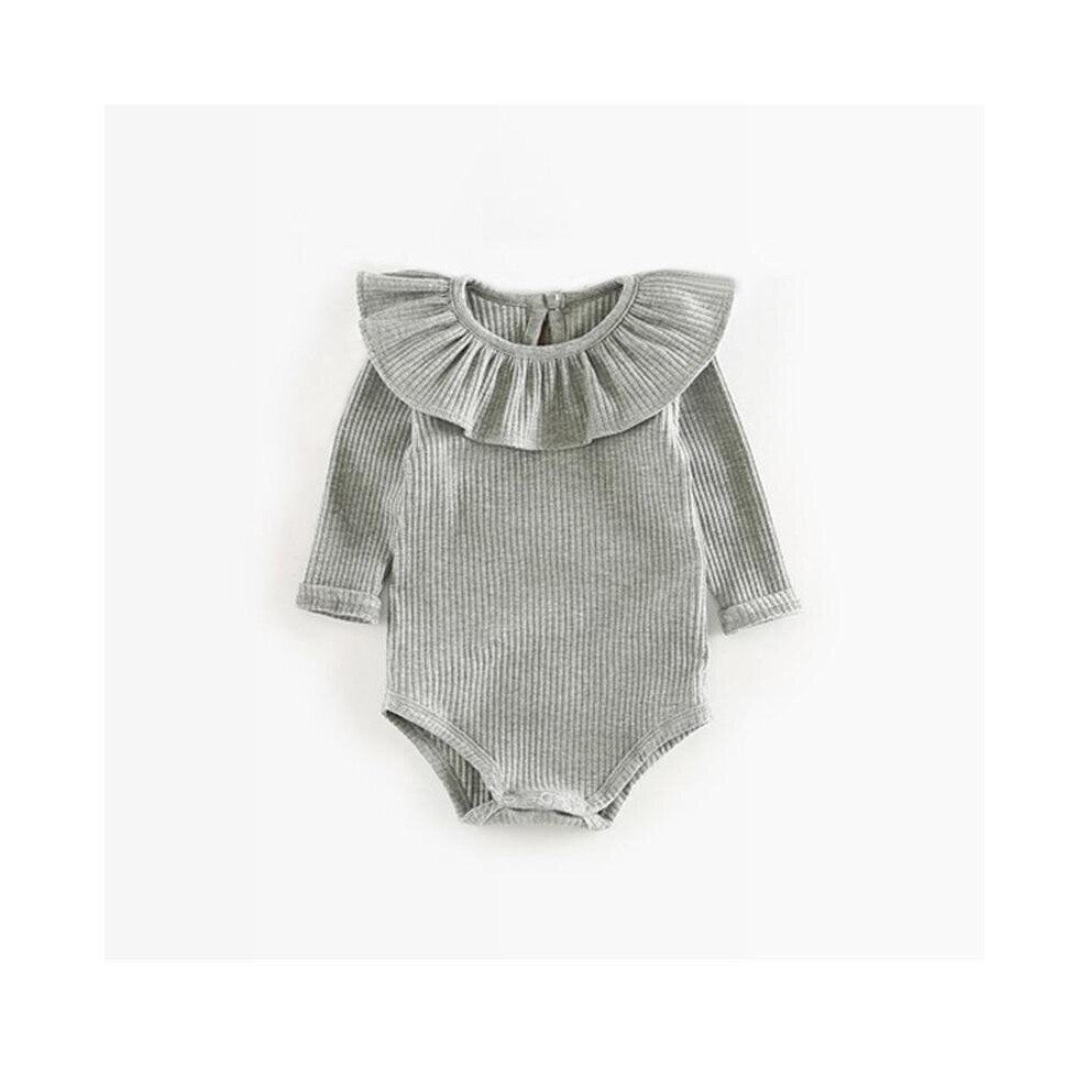 (Grey girl roMper, 6M) Baby Long Sleeve Rompers Newborn Clothes for 0-2 Years