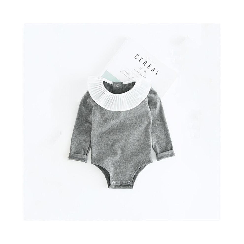 (Grey roMper, 6M) Baby Long Sleeve Rompers Newborn Clothes for 0-2 Years