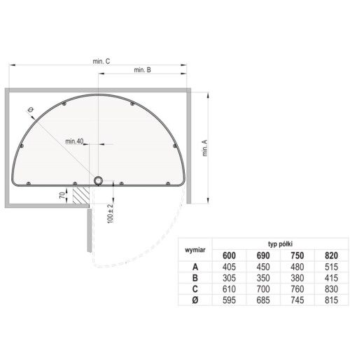 (Ø750, Chrome) Half carousel - kitchen storage system 2