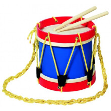 Tambour de fanfare - GOKI - H21xØ22cm - Peau naturelle - Bois - Enfant