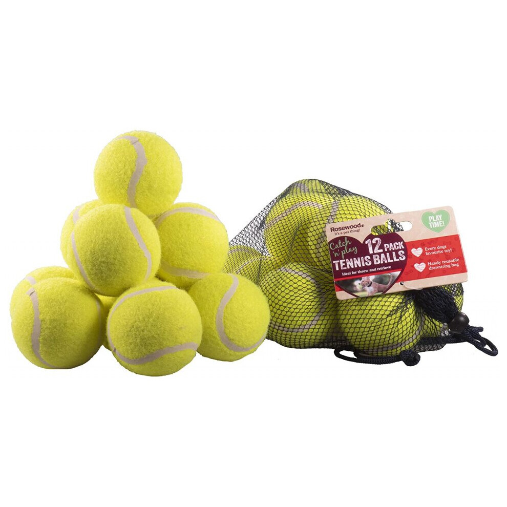Rosewood Dog Toy Tennis Ball 6 Cm Synthetic 12 Pieces