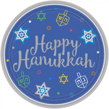 party plates Happy Hanukkah 17,7 cm blue 18 pieces