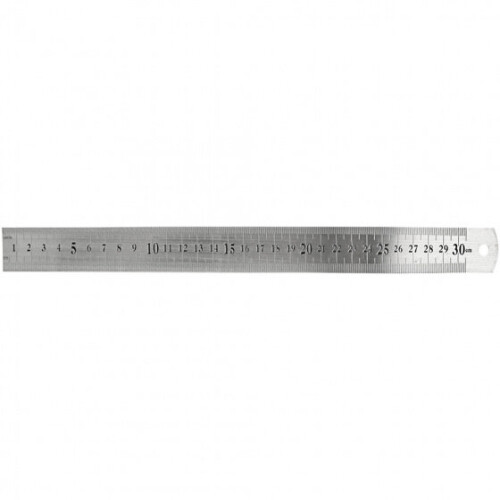 ruler 30 cm metal silver