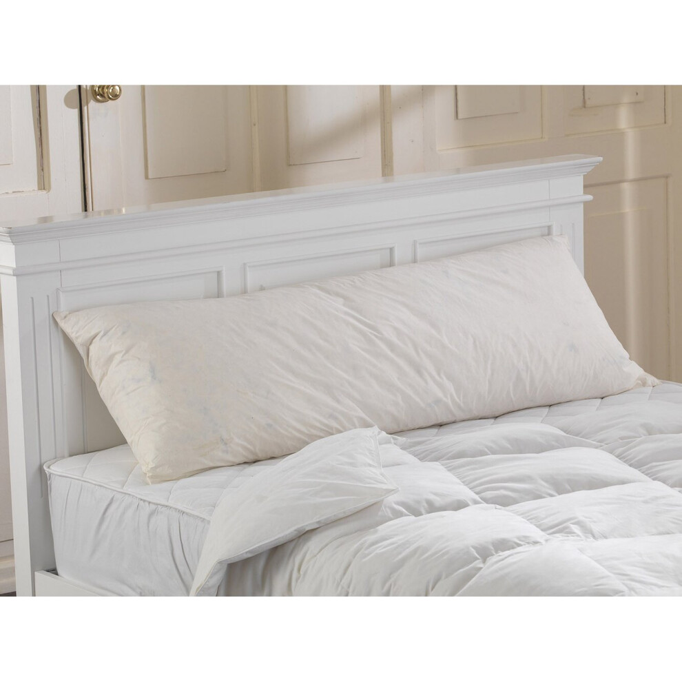 (Double, Cream) Duck Feather Filled Bolster Pillows with Pillowcase