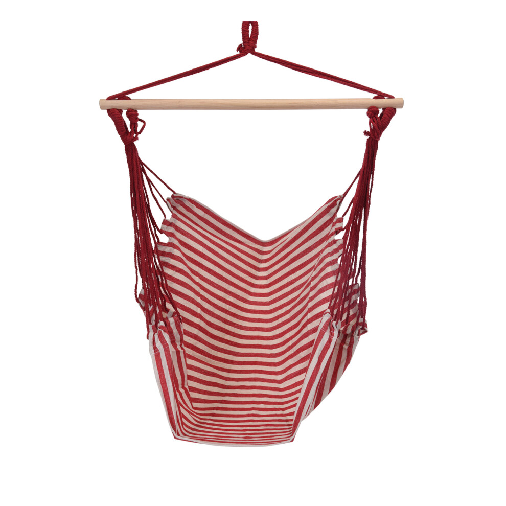 (Red) Striped Fabric Hanging Swing Garden Hammock Chair