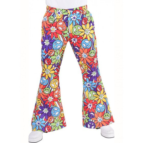 hippie trousers flower men's polyester size L