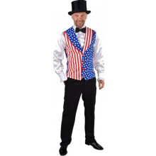 USA Flag Waistcoat for Men - Red/White/Blue Polyester, Chest 104-112 cm, M/L (EU 52/56) - Magic Design