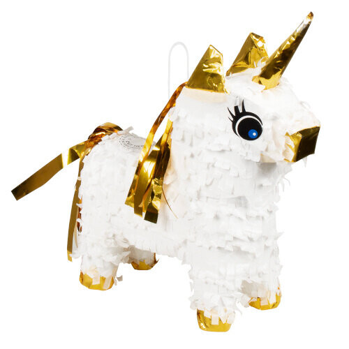 mini-piata unicorn 21 x 17 cm paper white/gold